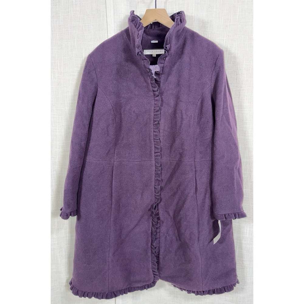 NWT Larry Levine Women's 2X Purple Wool Blend Overcoat Jacket Long Coat NEW‎
